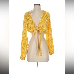 RHODE Floral Yellow Tie-Front Blouse